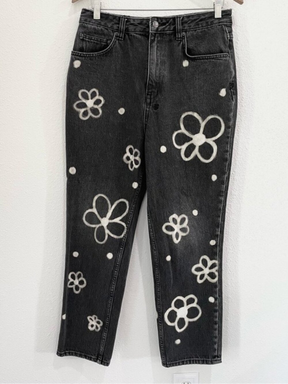 Ksubi Straight Leg Flower Jeans Black 90’s High Rise Grunge